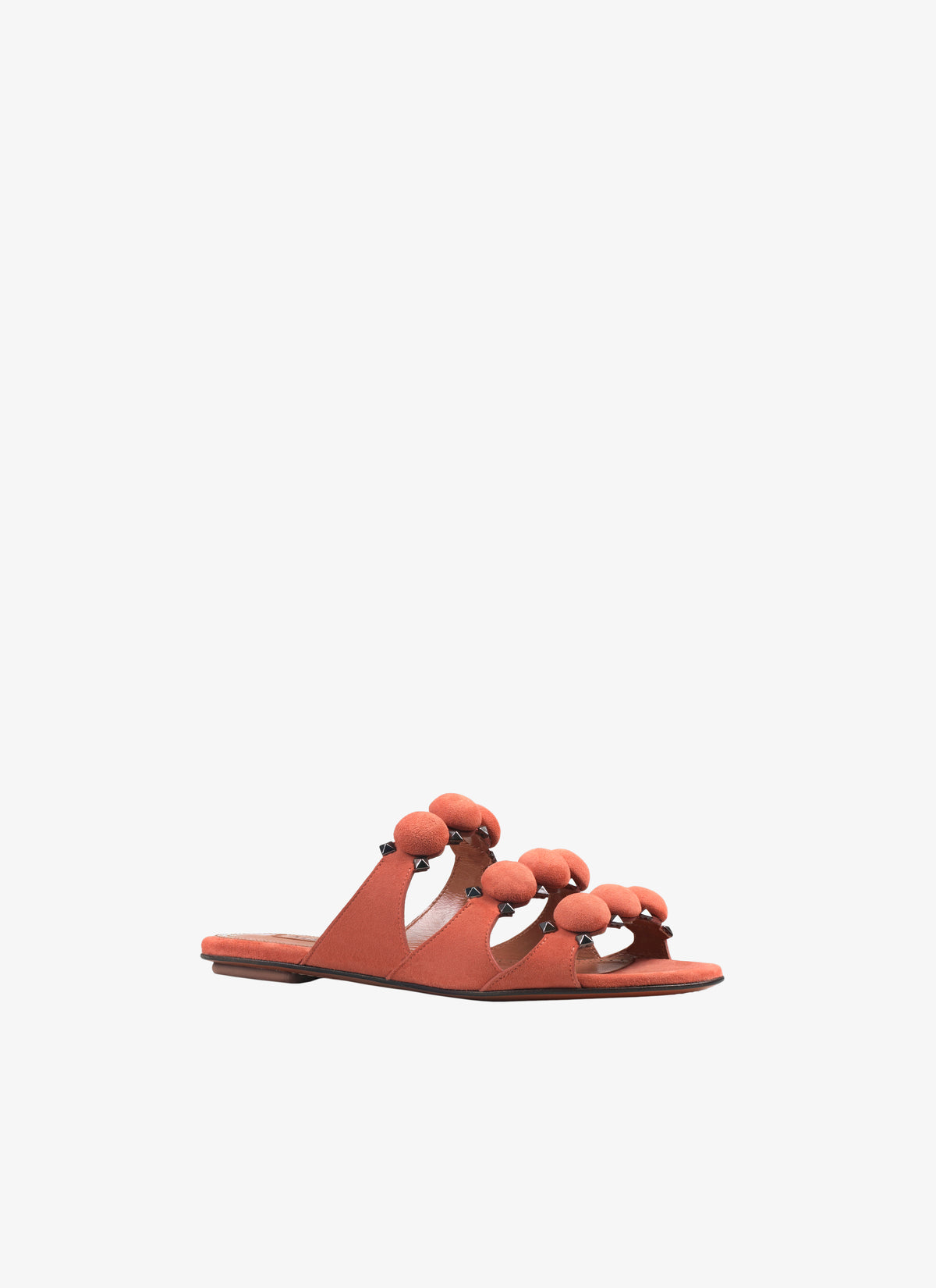 Openwork leather mules - Coral