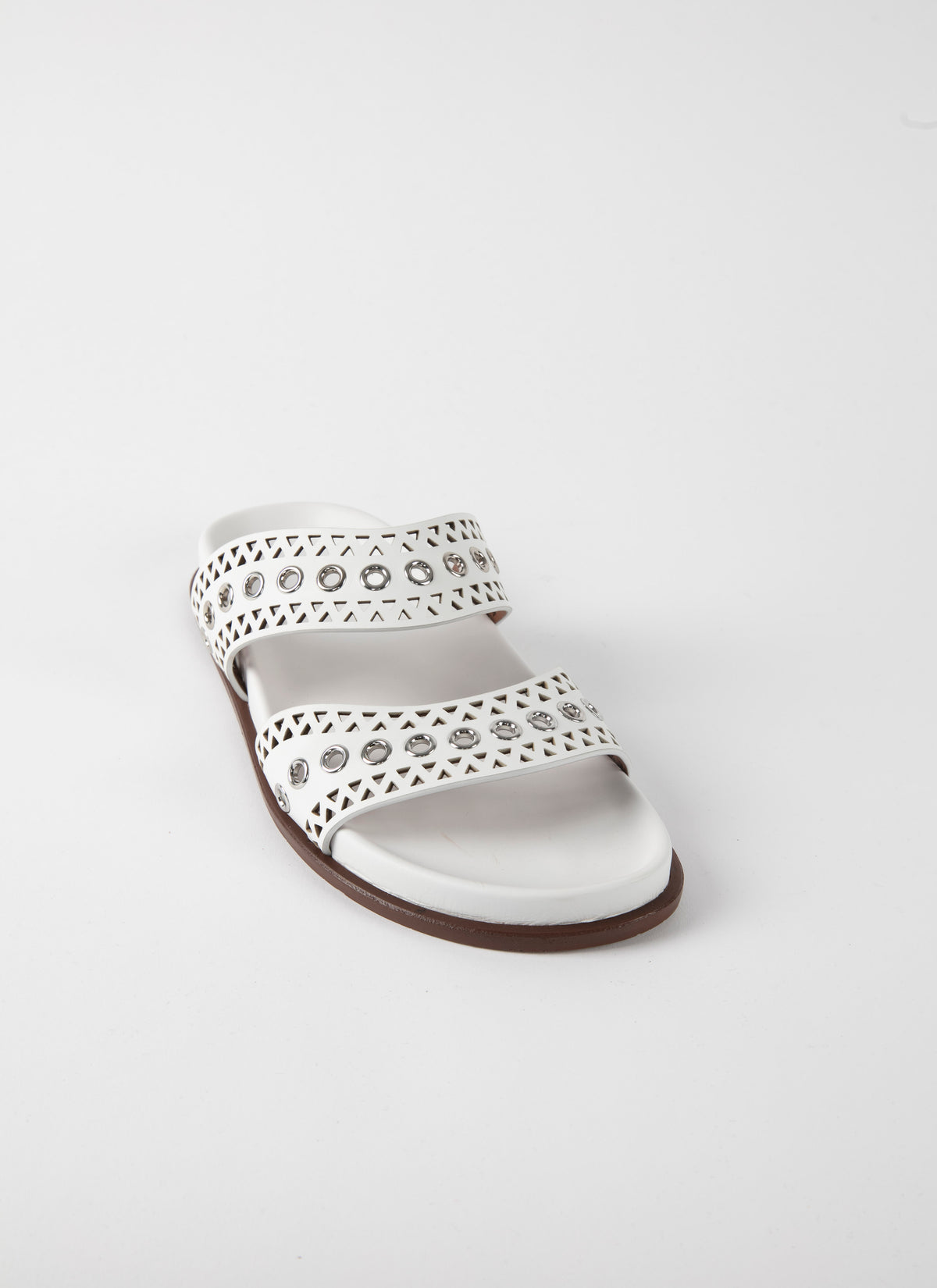 Leather eyelet mules - Off White