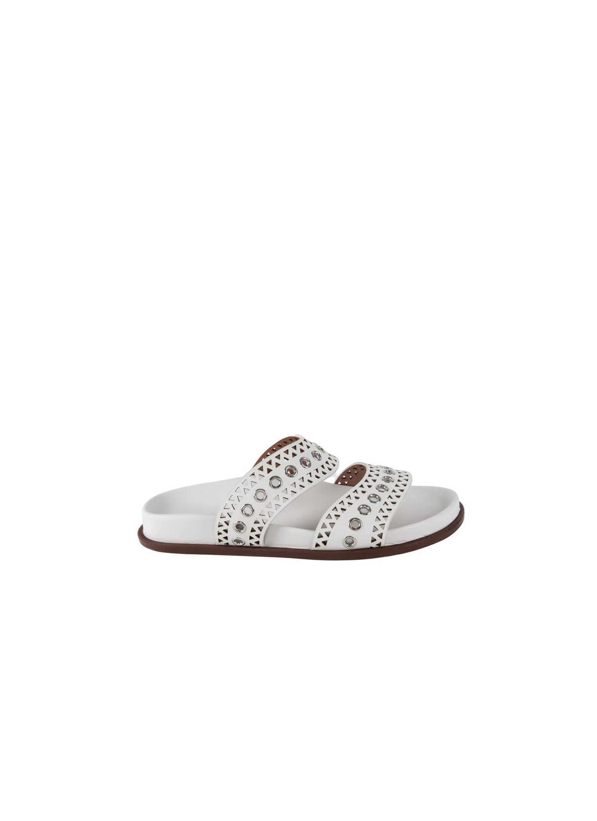 Leather eyelet mules - Off White