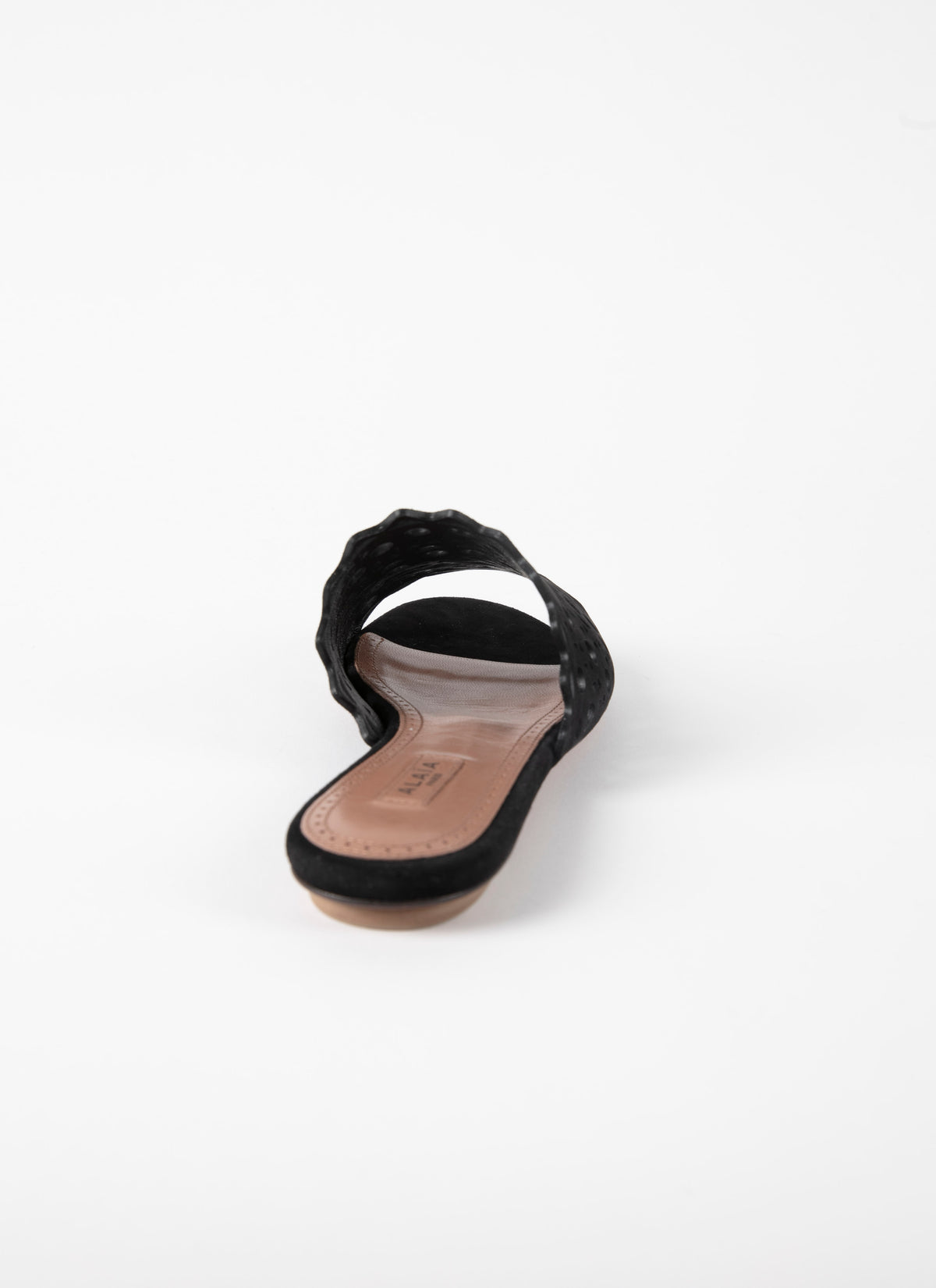 Leather openwork flat mules - Black