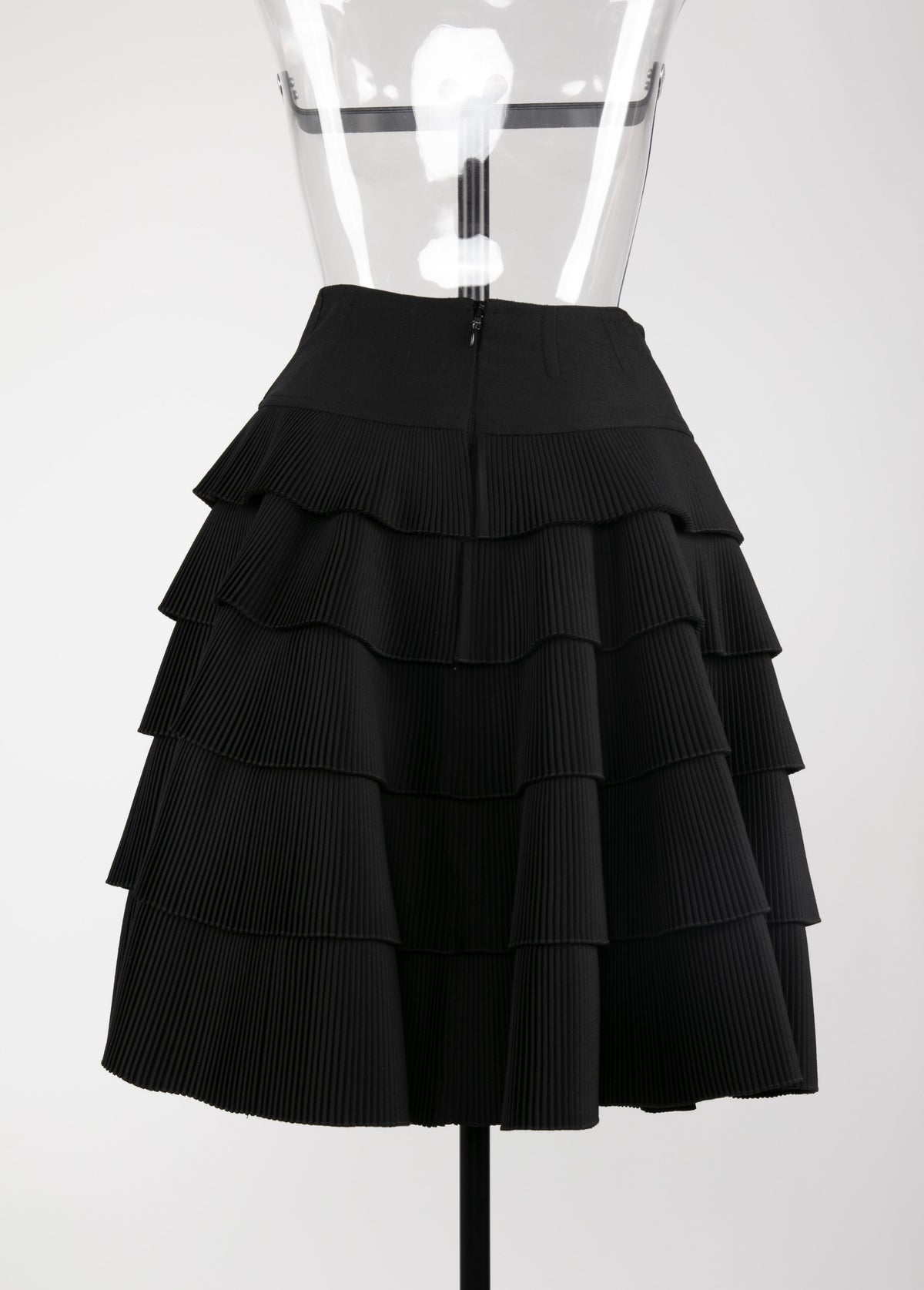 Jupe plissée en laine sèche mélangée - Noir