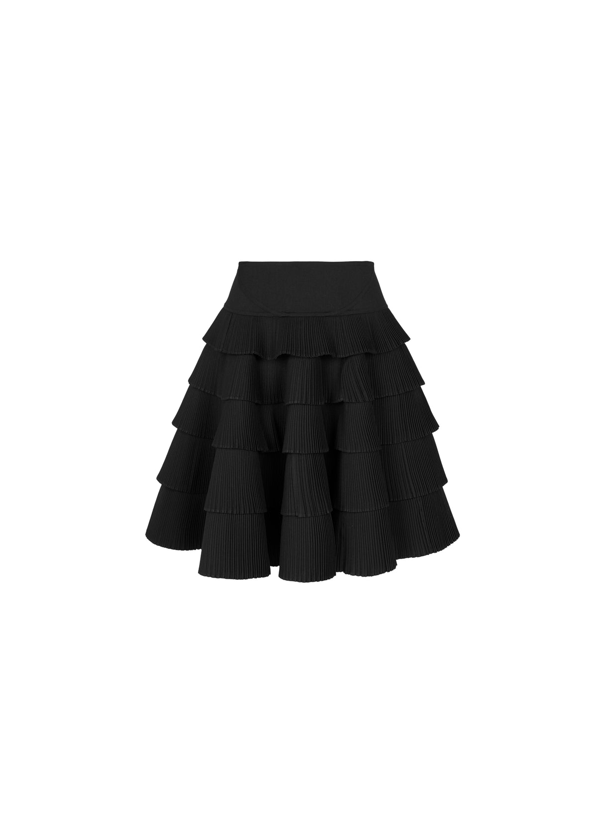 Jupe plissée en laine sèche mélangée - Noir