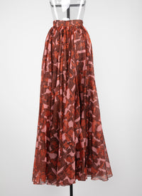 Archipel skirt in silk - Pink & Red