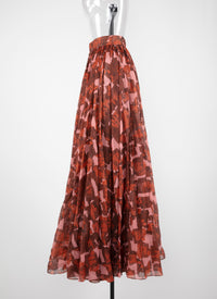 Archipel skirt in silk - Pink & Red