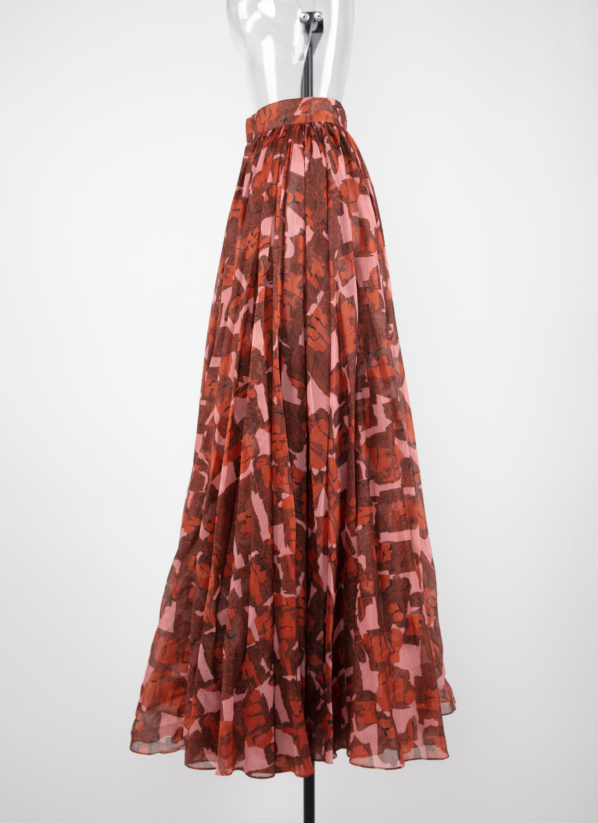 Archipel skirt in silk - Pink & Red