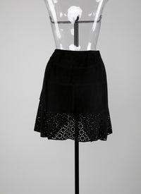 Asymmetrical leather skirt - Black