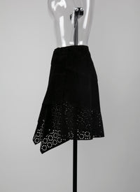 Asymmetrical leather skirt - Black