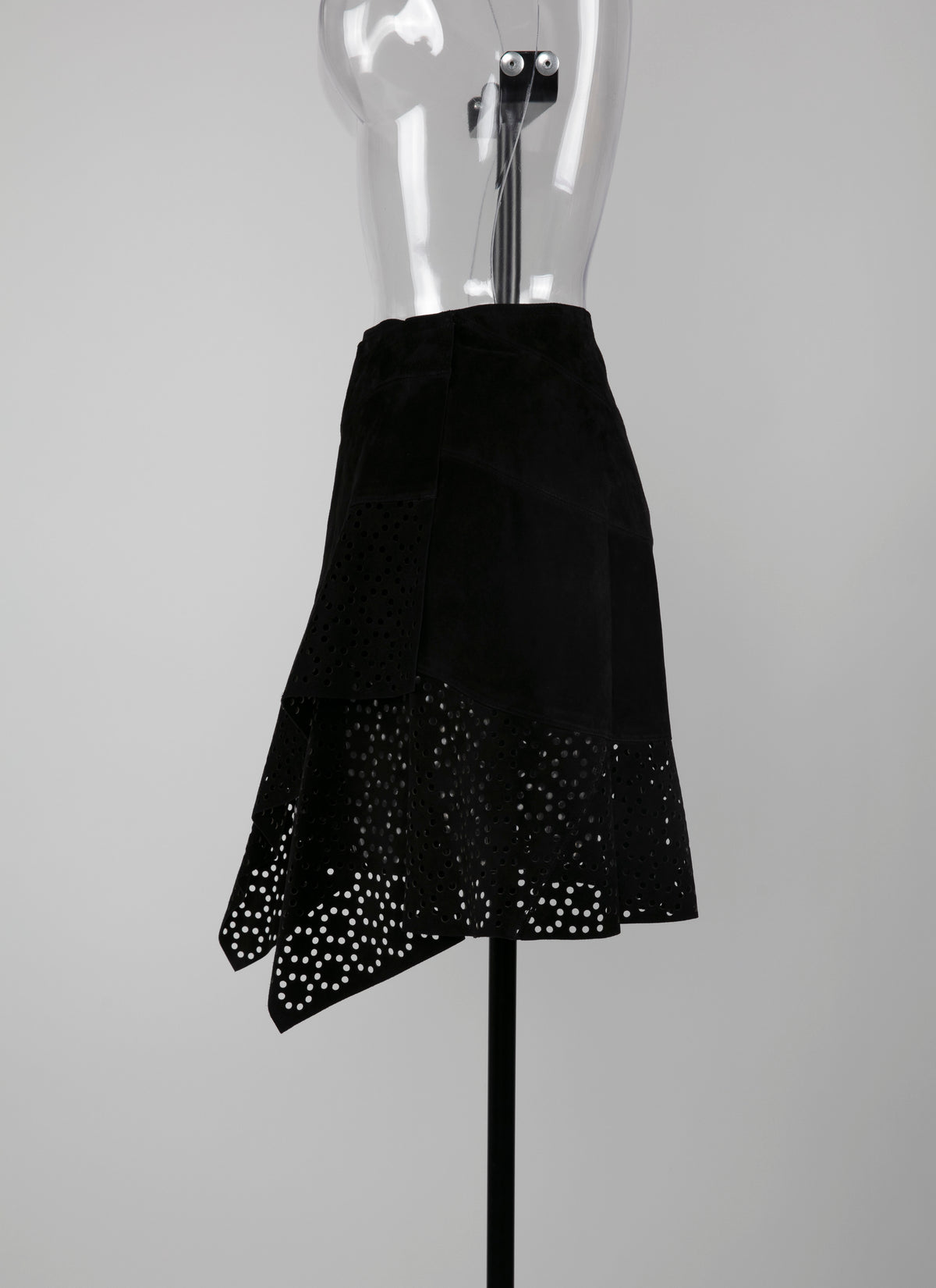 Asymmetrical leather skirt - Black
