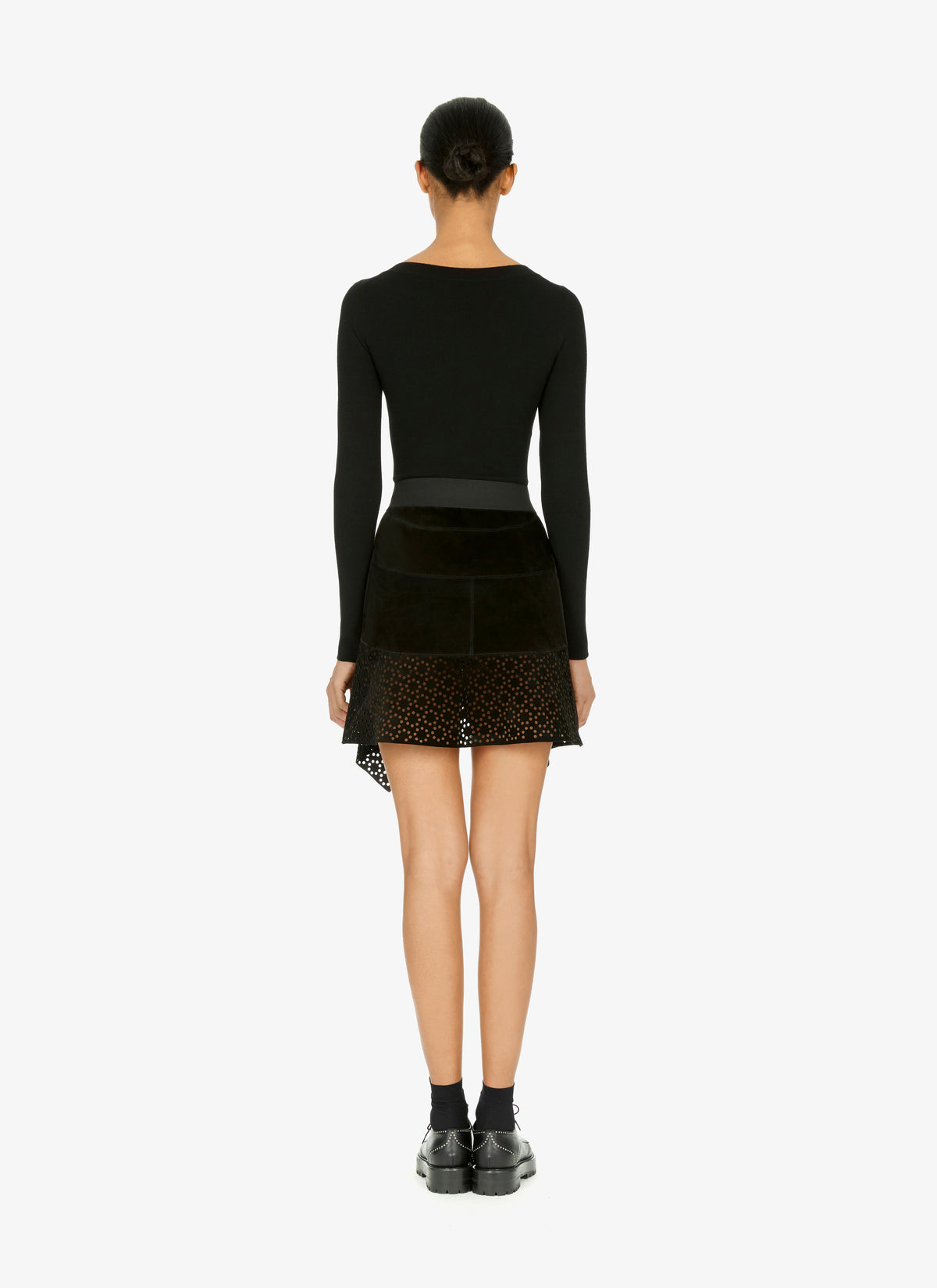 Asymmetrical leather skirt - Black