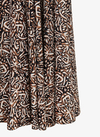 Silk pattern flared skirt - Sahara & Black