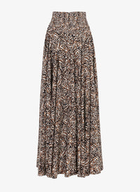 Silk pattern flared skirt - Sahara & Black