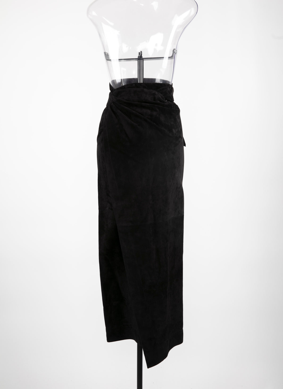 Suede leather maxi skirt - Black