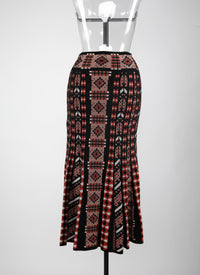 Long skirt in mesh - Rosewood & Black