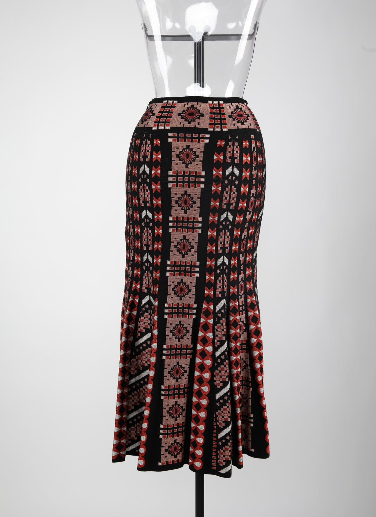 Long skirt in mesh - Rosewood & Black