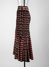 Long skirt in mesh - Rosewood & Black