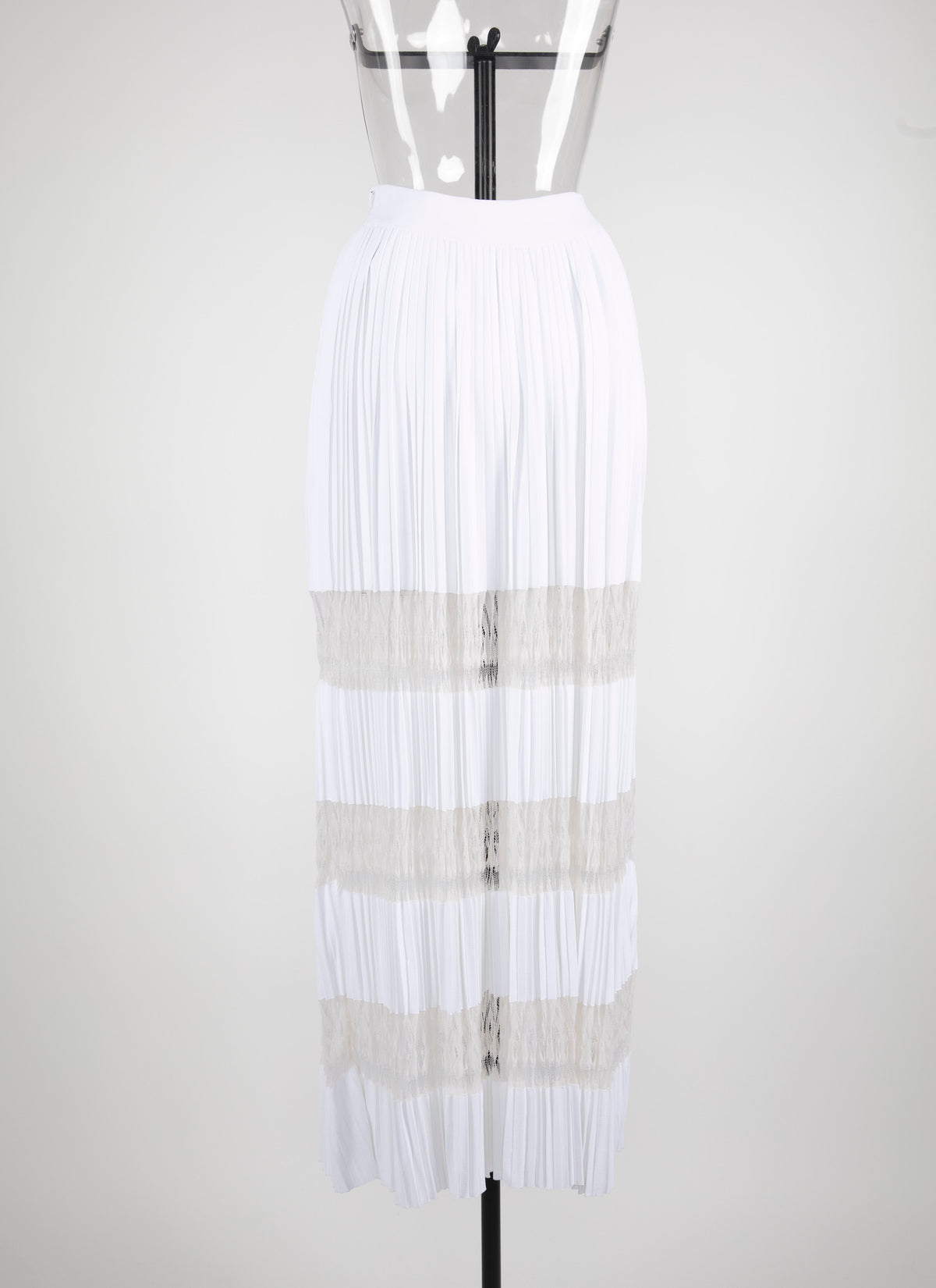 Pleated mesh maxi skirt - White