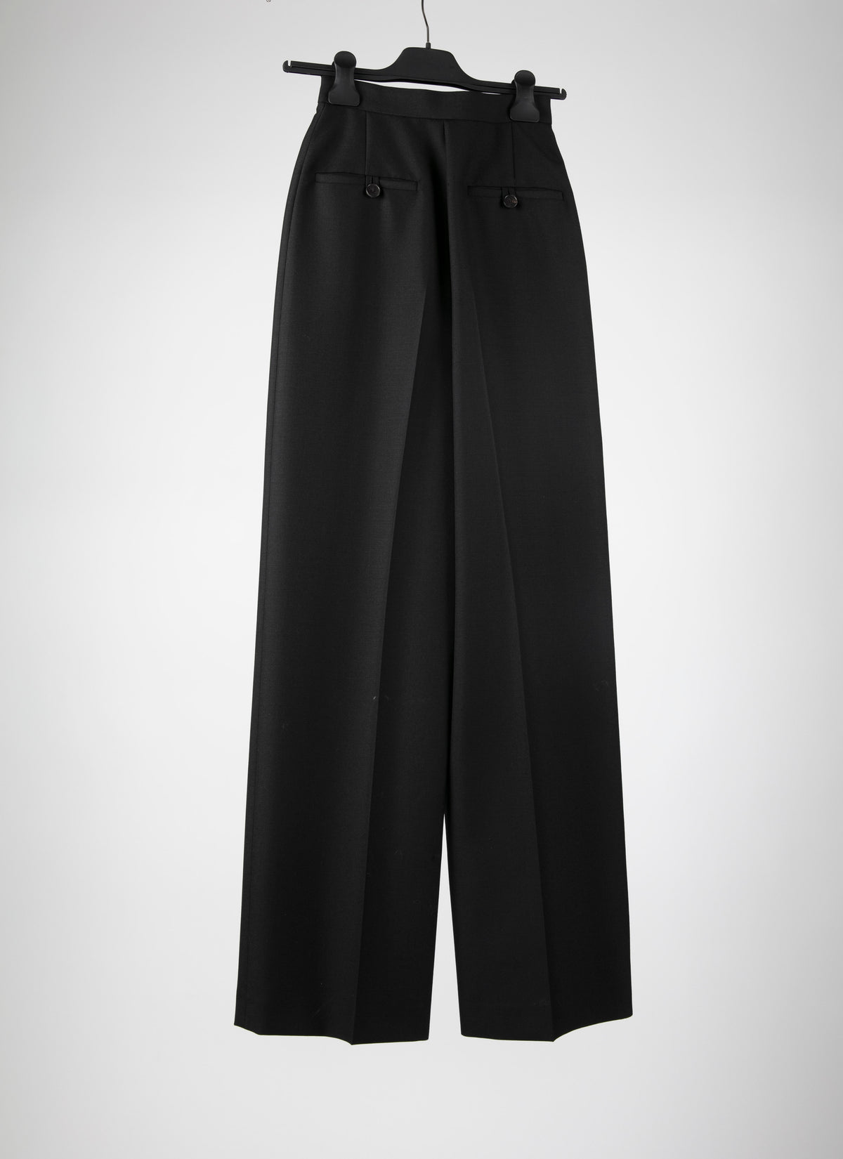 High-waisted straight-leg wool trousers - Black