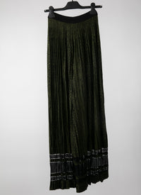 Pleated wide-leg trousers - Black & Green