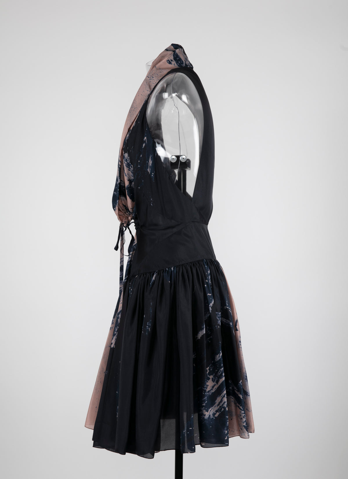 Robe évasée à imprimé floral en soie - Bleu & Chair