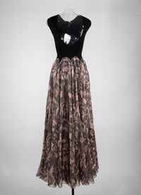 Pleated silk maxi dress - Flesh & Beige