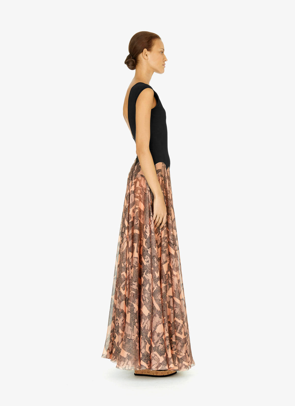 Pleated silk maxi dress - Flesh & Beige