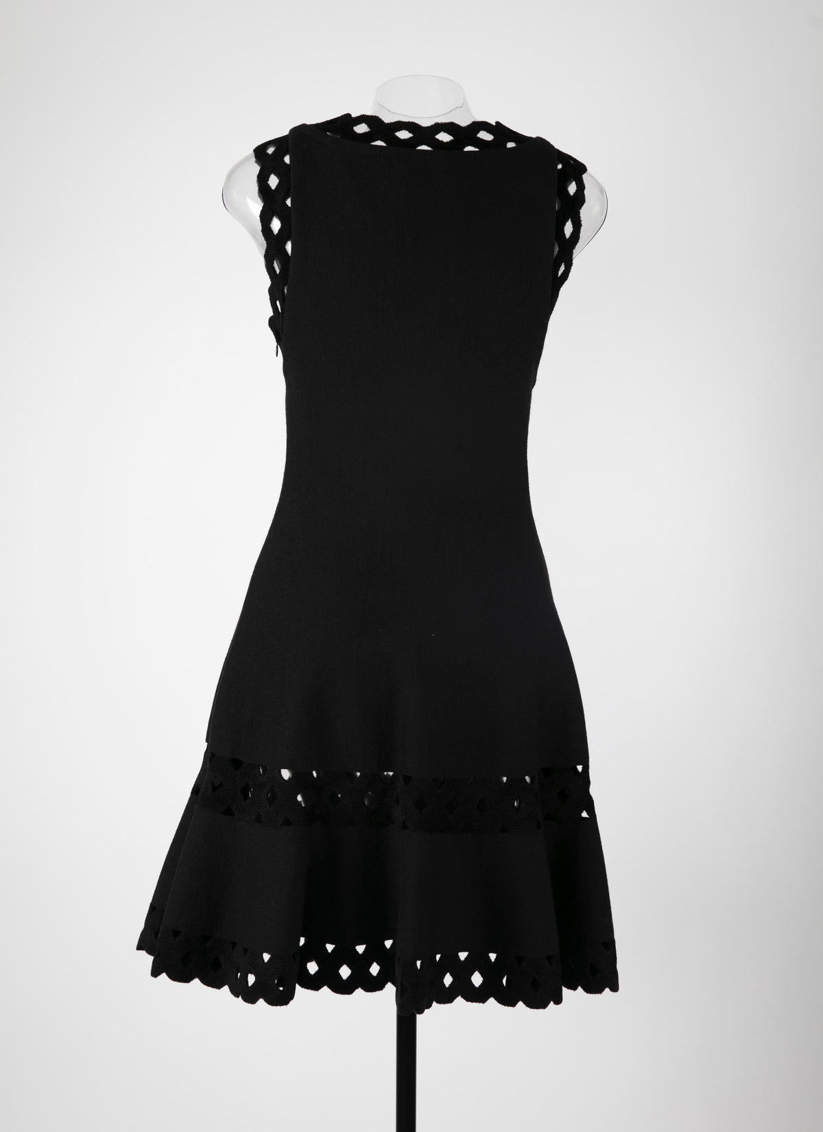 Loden wool sleeveless short dress - Black