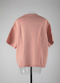 Knitted short sleeve jumper - Flesh Pink