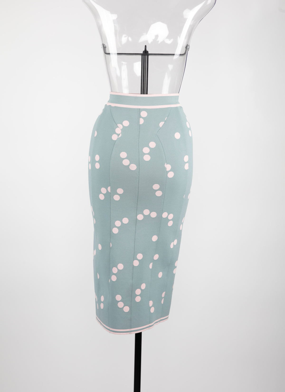 Light polka dot knit maxi skirt - Blue & Pink