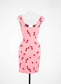1991 edition short polka dot knit dress - Pink
