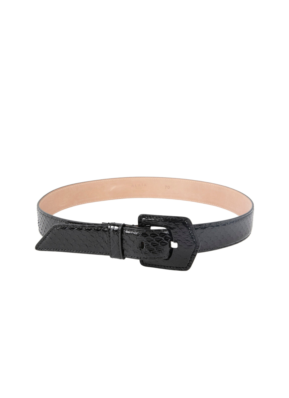Elaphe flat belt in leather - Black