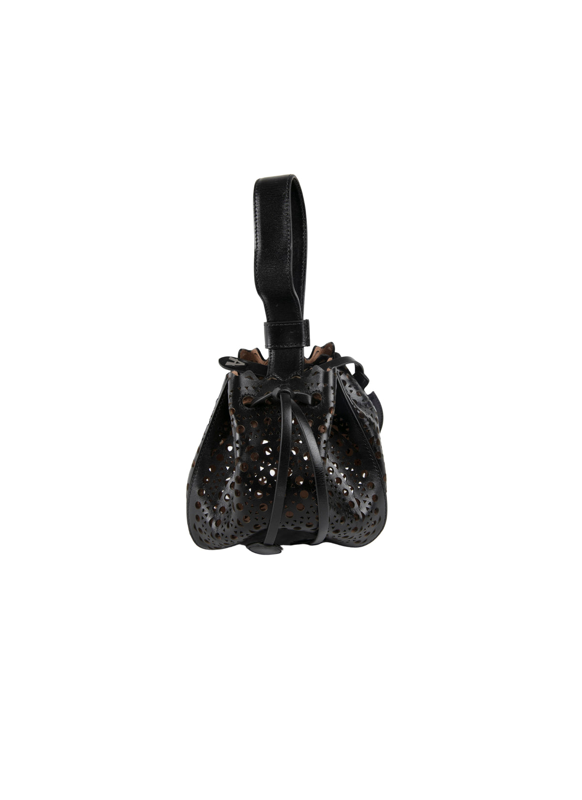 Rose Marie mini openwork bag, in leather - Black