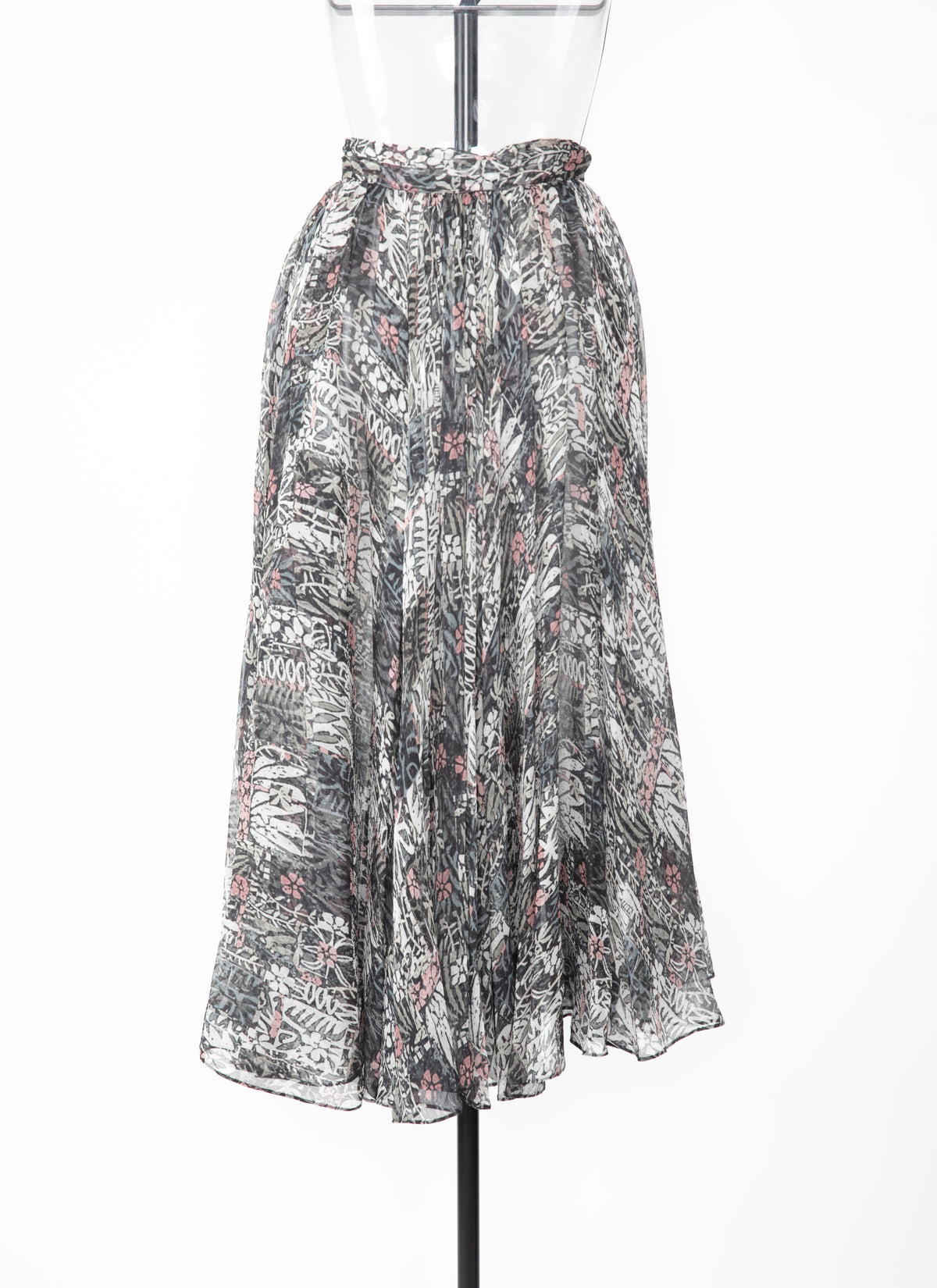 Silk floral skirt - Multicolour Grey