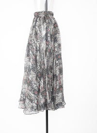 Silk floral skirt - Multicolour Grey